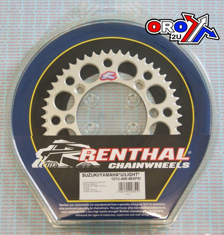 REAR SPROCKET ALLOY RENTHAL, ULTRALITE 121U-428-48GPSI SILVER, SUZUKI, YAMAHA thumbnail 3