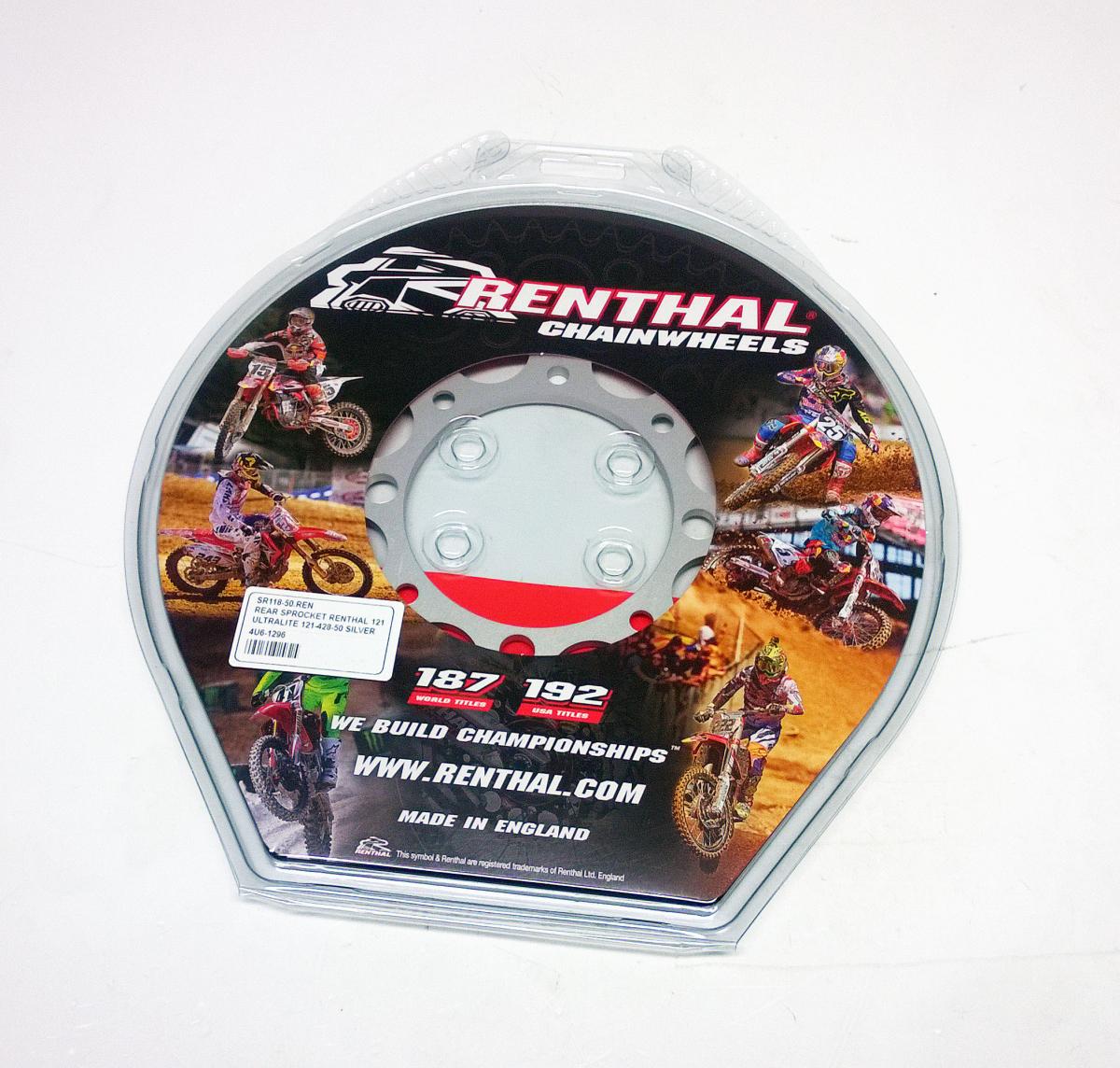 REAR SPROCKET ALLOY RENTHAL, ULTRALITE 121U-428-50GPSI SILVER, SUZUKI, YAMAHA thumbnail 2