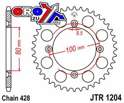 REAR SPROCKET JTA1204.46RED ALUMINIUM RED thumbnail 2