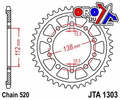 REAR SPROCKET ALLOY JTA1303.43 BLACK, HONDA ROAD CHAIN 520 thumbnail 2