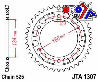 REAR SPROCKET ALLOY JTA1307.44, HONDA ROAD CHAIN 525 thumbnail 2