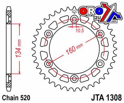 REAR SPROCKET ALLOY JTA1308.43, CHAIN CONVERSION 520, HONDA ROAD JTR1308 thumbnail 4