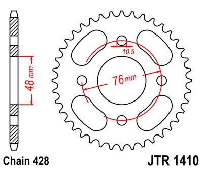 REAR SPROCKET 1410 ALLOY 428 JTA1410.50 thumbnail 2