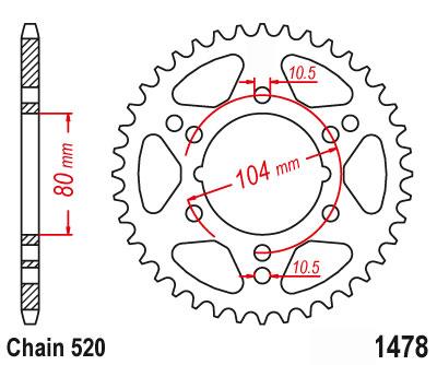 REAR SPROCKET STEEL 40 [JTR1478.40] 520, POLARIS / KAWASAKI thumbnail 4