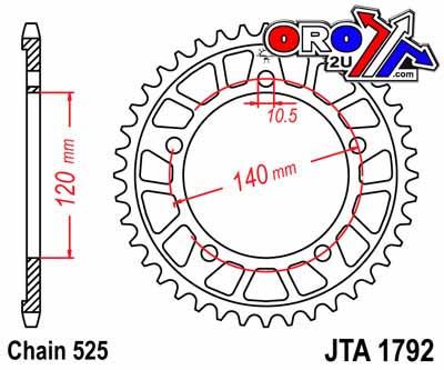 REAR SPROCKET ALLOY JTA1792.42, Triumph, Suzuki, CHAIN 525 thumbnail 2