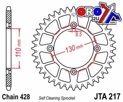REAR SPROCKET ALLOY JTA217.49, 428 Chain Conversion CR80/85 thumbnail 2