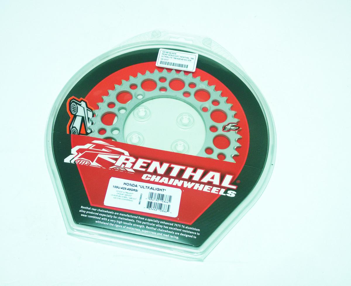 REAR SPROCKET ALLOY RENTHAL, ULTRALITE 189U-428-49GRSI SILVER thumbnail 2
