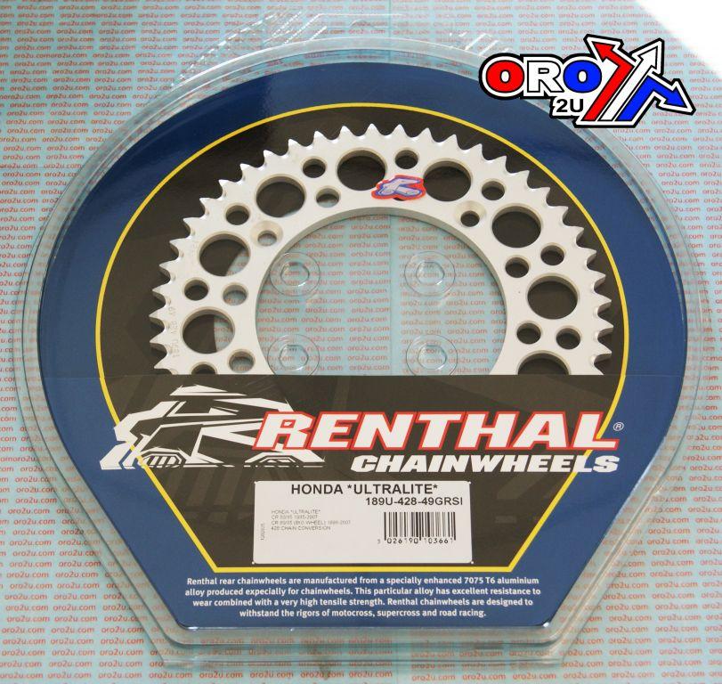 REAR SPROCKET ALLOY RENTHAL, ULTRALITE 189U-428-49GRSI SILVER thumbnail 3