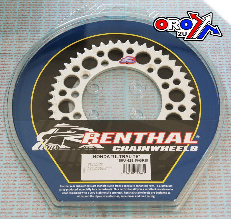 REAR SPROCKET ALLOY RENTHAL, ULTRALITE 189U-428-56GRSI SILVER thumbnail 2