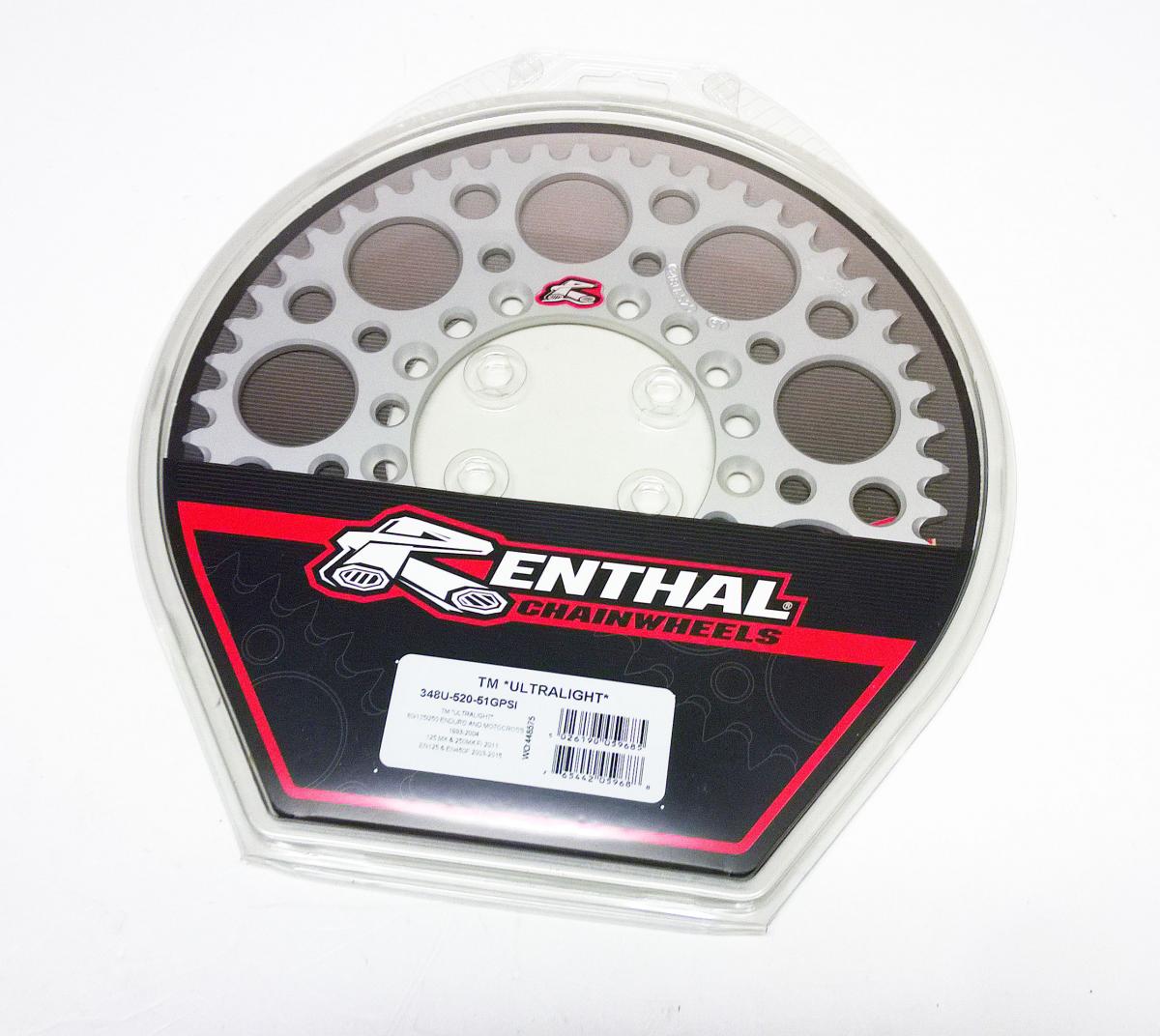 REAR SPROCKET ALLOY TM RACING 98-26 RENTHAL ULTRALITE 348U-520-51GPSI SILVER thumbnail 2