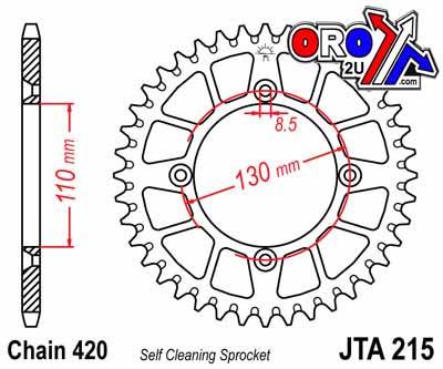 REAR SPROCKET ALLOY SILVER 215, JTA215.48 7075-T6 Aluminium, SR215-48 thumbnail 2