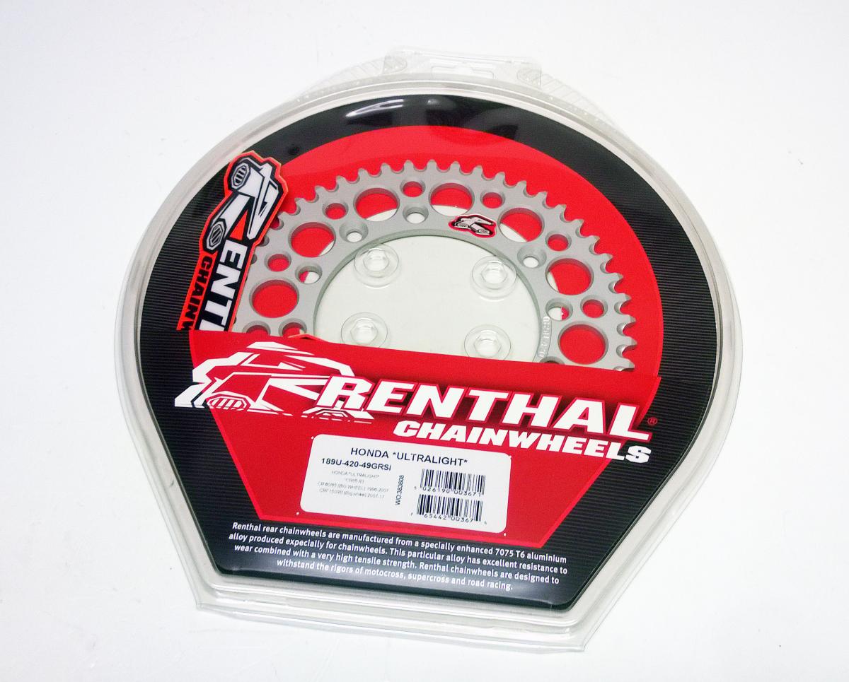 REAR SPROCKET ALLOY RENTHAL, ULTRALITE 189U-420-49GRSI SILVER thumbnail 2