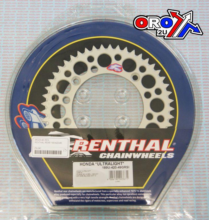 REAR SPROCKET ALLOY RENTHAL, ULTRALITE 189U-420-49GRSI SILVER thumbnail 3