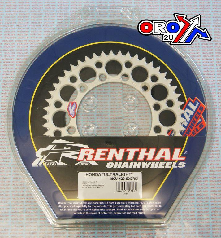 REAR SPROCKET ALLOY RENTHAL, ULTRALITE 189U-420-50GRSI thumbnail 3