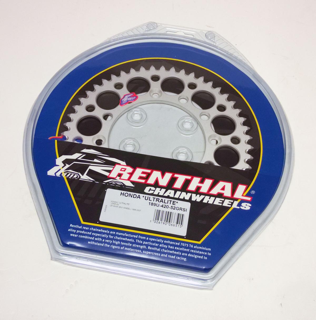 REAR SPROCKET ALLOY RENTHAL, ULTRALITE 189U-420-52GRSI SILVER thumbnail 2
