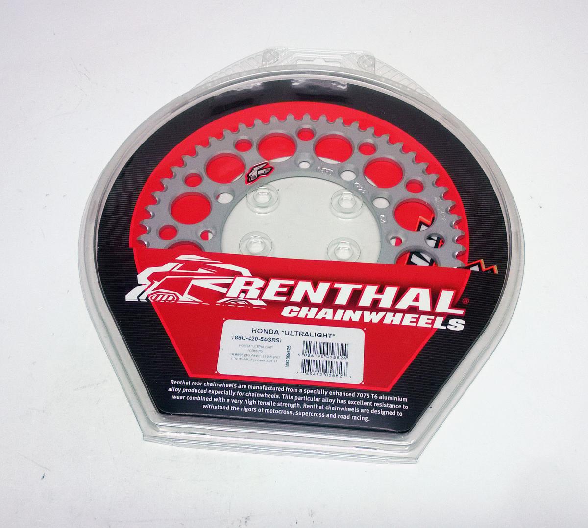 REAR SPROCKET ALLOY RENTHAL, ULTRALITE 189U-420-54GRSI SILVER thumbnail 2