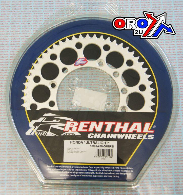REAR SPROCKET ALLOY RENTHAL, ULTRALITE 189U-420-56GRSI SILVER thumbnail 3