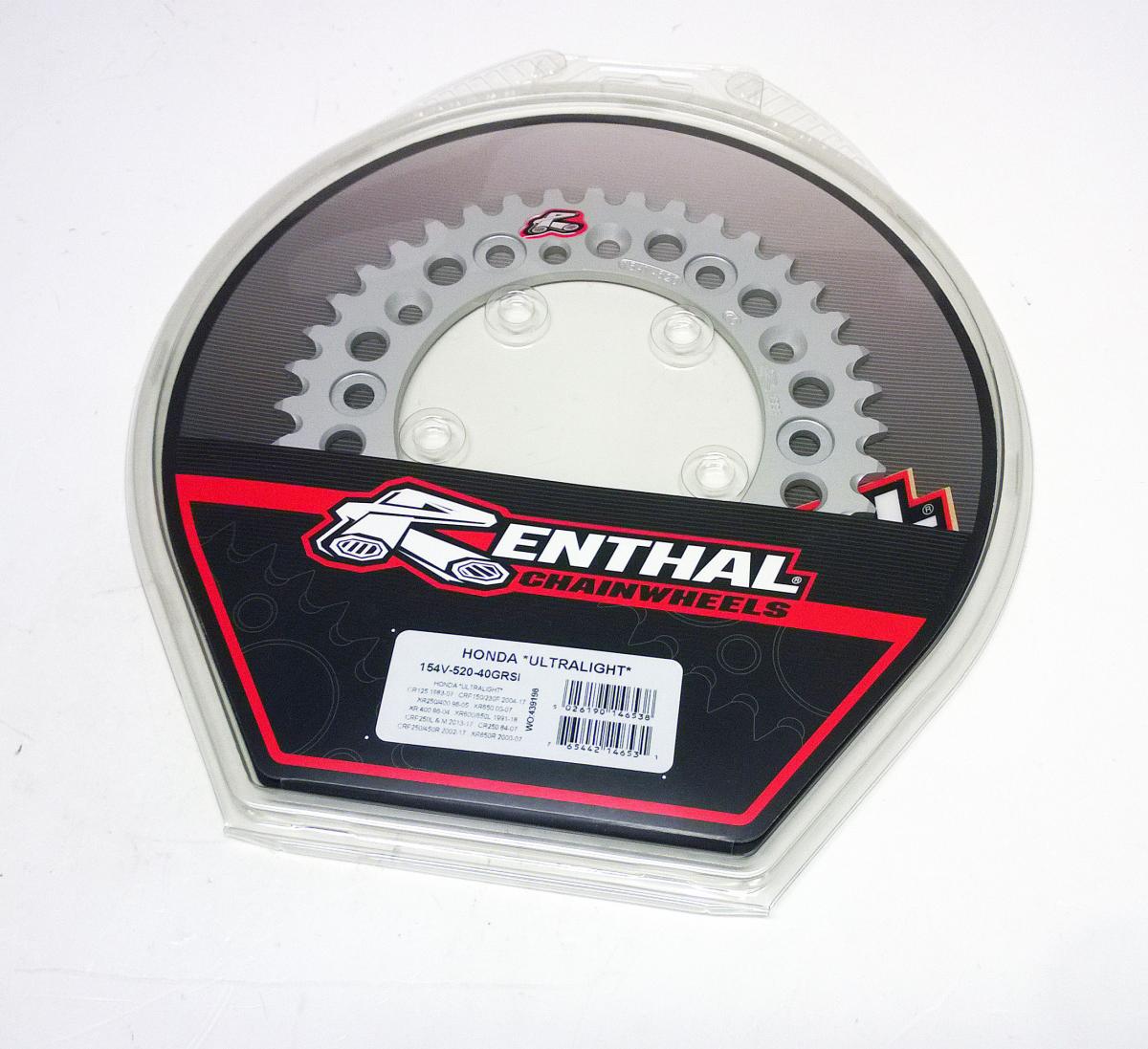 REAR SPROCKET ALLOY RENTHAL, ULTRALITE 154U-520-40GRSI thumbnail 2