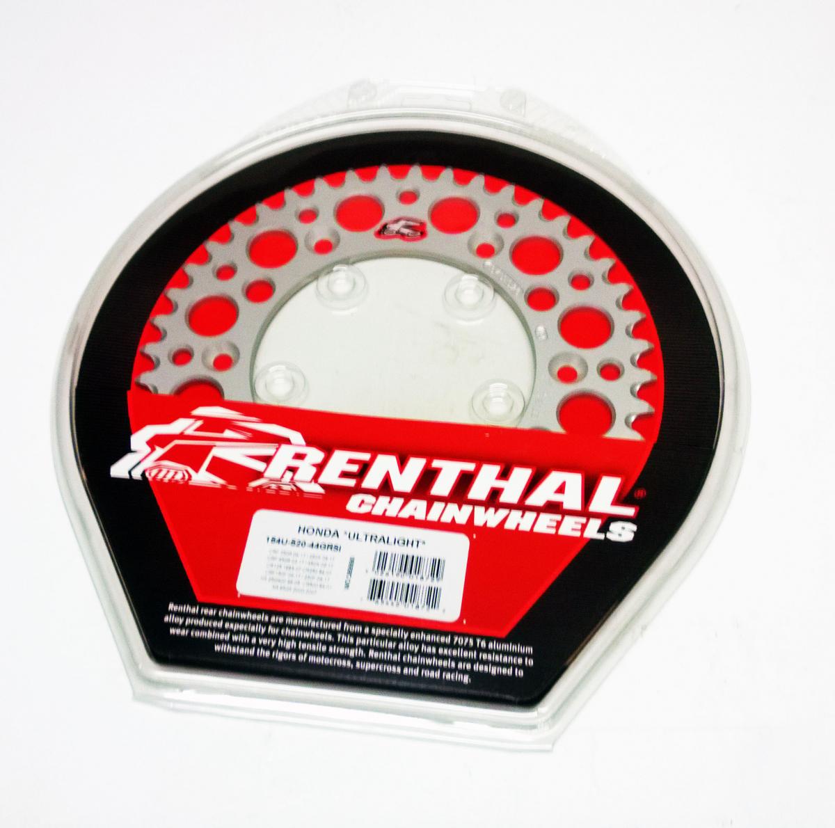 REAR SPROCKET ALLOY RENTHAL, ULTRALITE 154U-520-44GRSI SILVER thumbnail 2
