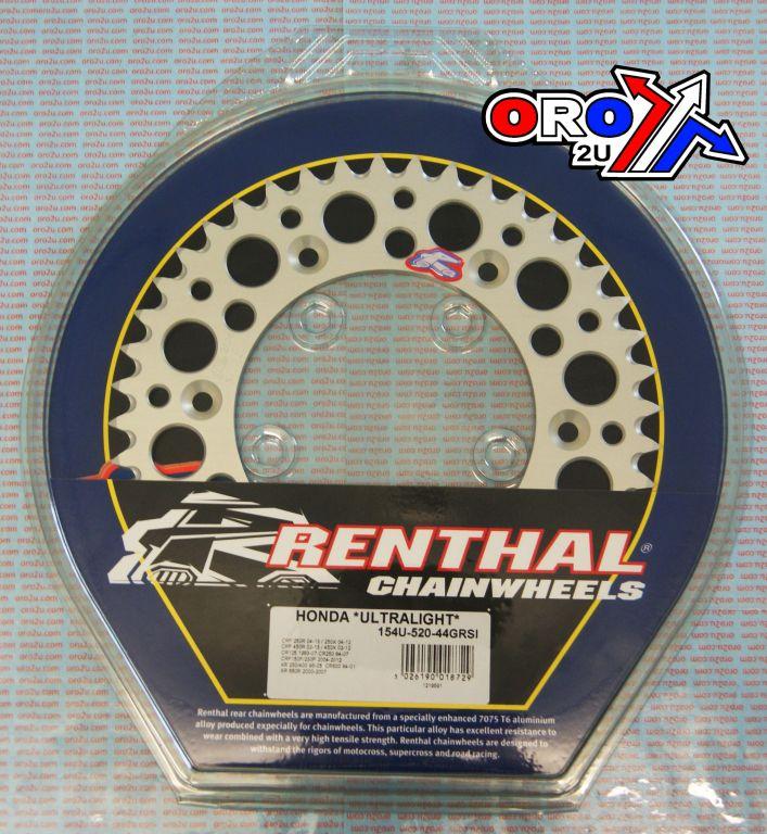REAR SPROCKET ALLOY RENTHAL, ULTRALITE 154U-520-44GRSI SILVER thumbnail 3