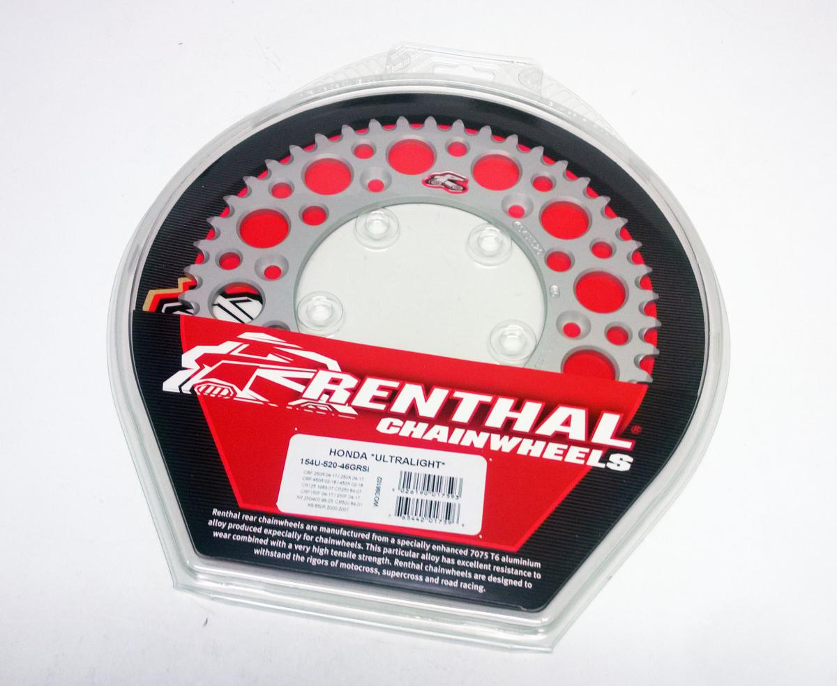 REAR SPROCKET ALLOY RENTHAL, ULTRALITE 154U-520-46GRSI SILVER thumbnail 2