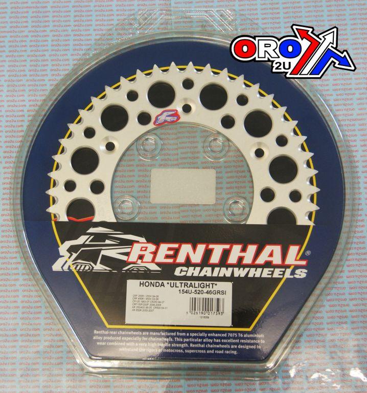 REAR SPROCKET ALLOY RENTHAL, ULTRALITE 154U-520-46GRSI SILVER thumbnail 3