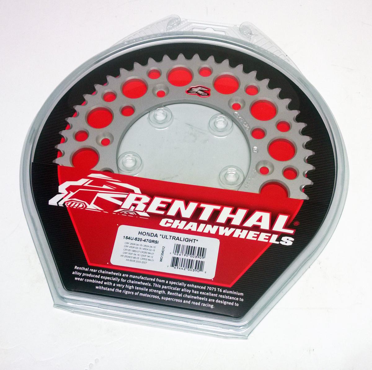 REAR SPROCKET ALLOY RENTHAL, ULTRALITE 154U-520-47GRSI SILVER, 154U-520-47GRSI thumbnail 2