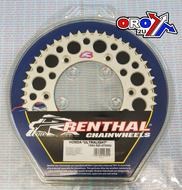 REAR SPROCKET ALLOY RENTHAL, ULTRALITE 154U-520-47GRSI SILVER, 154U-520-47GRSI thumbnail 3