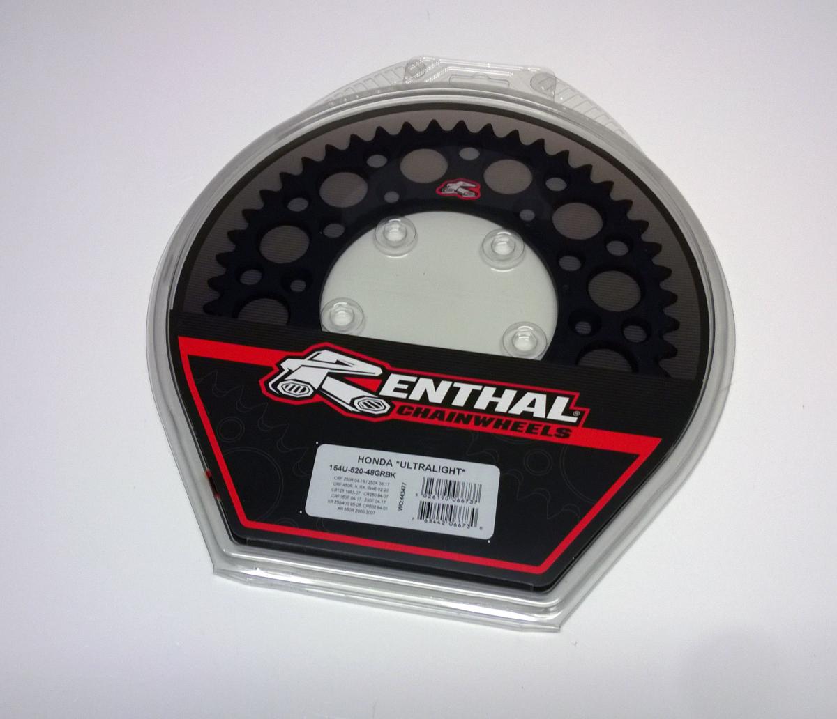 REAR SPROCKET ALLOY RENTHAL, ULTRALITE 154U-520-48GRBK BLACK, 154U-520-48GRBK thumbnail 2