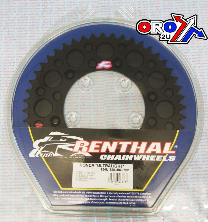 REAR SPROCKET ALLOY RENTHAL, ULTRALITE 154U-520-48GRBK BLACK, 154U-520-48GRBK thumbnail 3