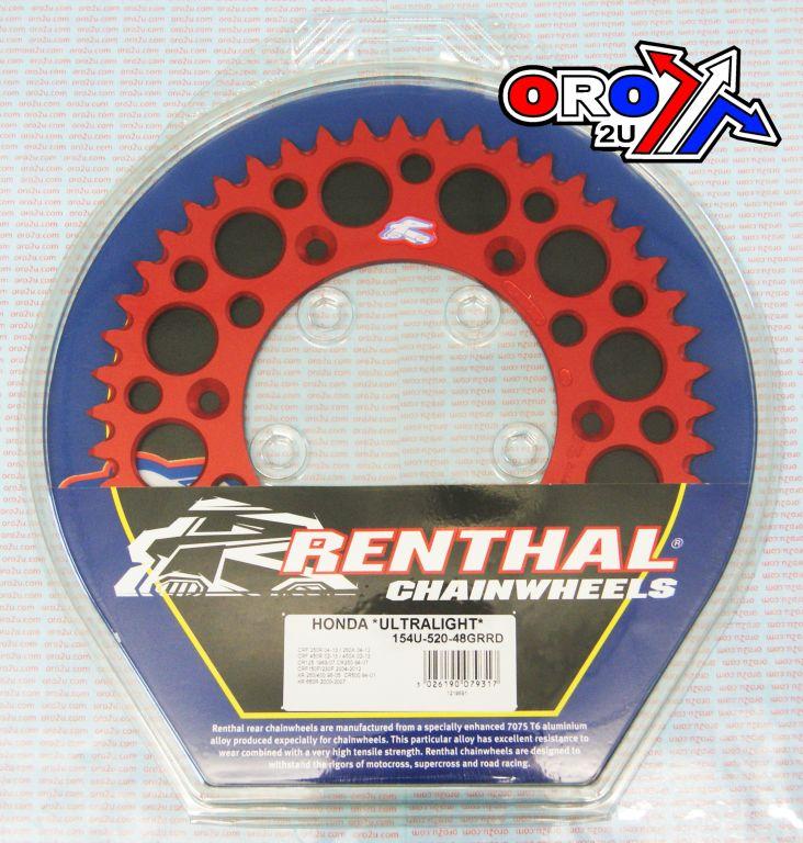 REAR SPROCKET ALLOY RENTHAL, ULTRALITE 154U-520-48GRRD RED, 154U-520-48GRRD thumbnail 3
