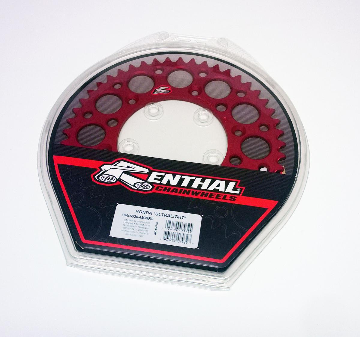 REAR SPROCKET ALLOY RENTHAL, ULTRALITE 154U-520-49GRRD RED, 154U-520-49GRRD thumbnail 2