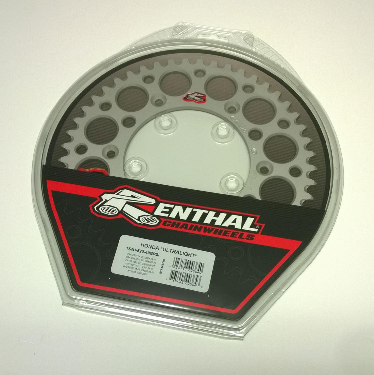 REAR SPROCKET ALLOY RENTHAL, ULTRALITE 154U-520-49GRSI SILVER, 154U-520-49GRSI thumbnail 2