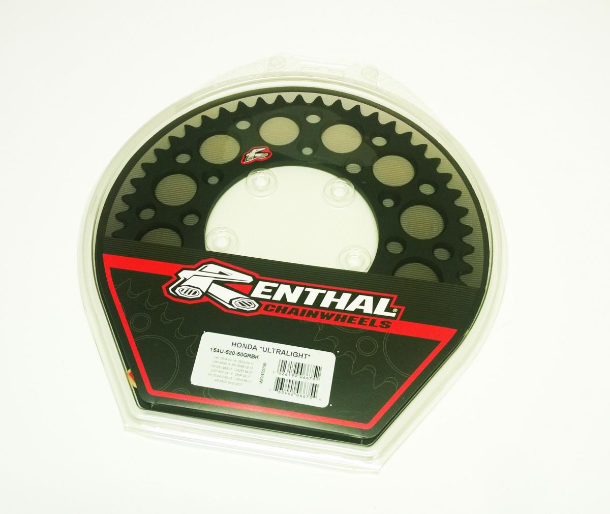 REAR SPROCKET ALLOY RENTHAL, ULTRALITE 154U-520-50GRBK BLACK, 154U-520-50GRBK thumbnail 2