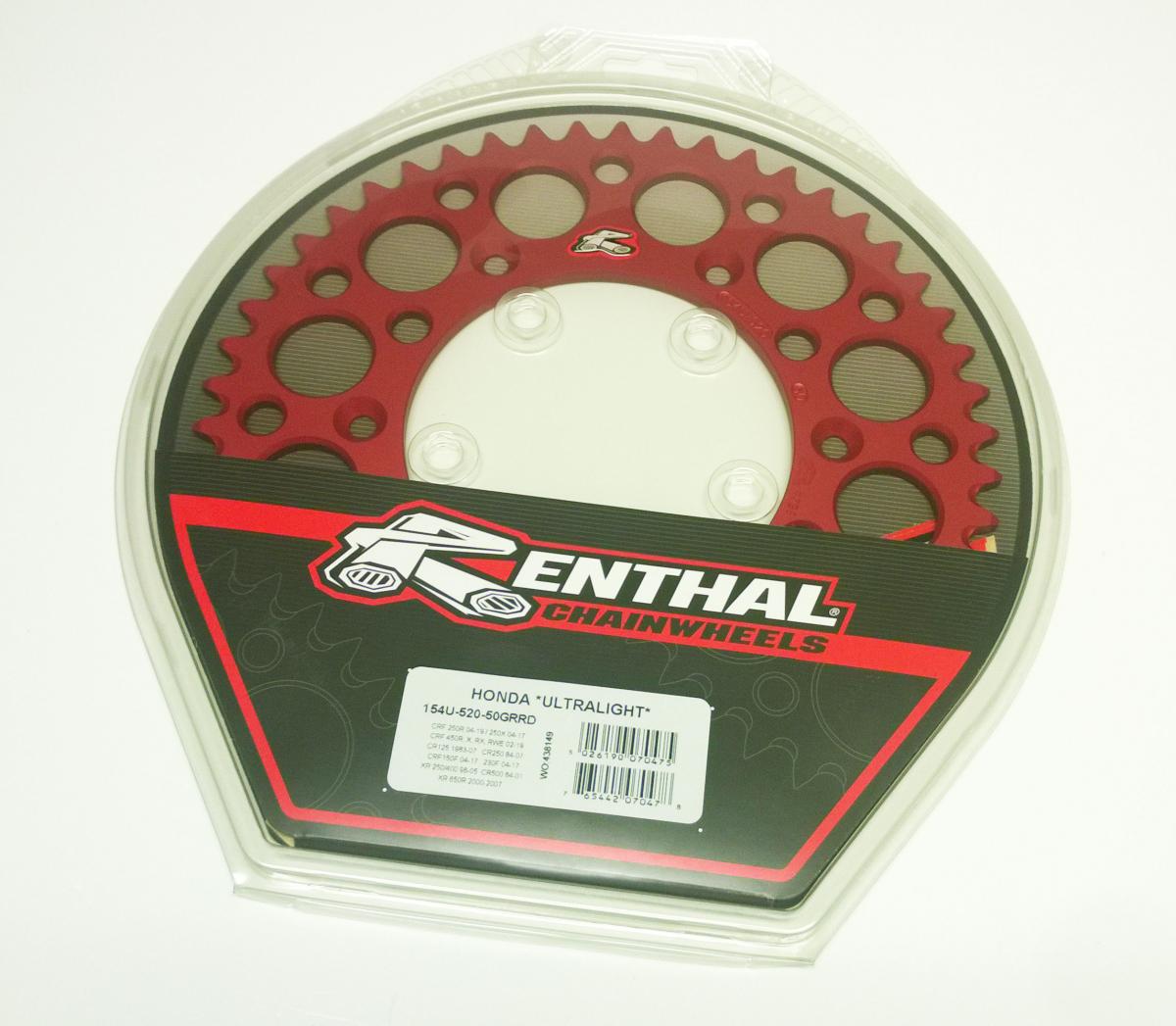 REAR SPROCKET ALLOY RENTHAL, ULTRALITE 154U-520-50GRRD RED, 154U-520-50GRRD thumbnail 2