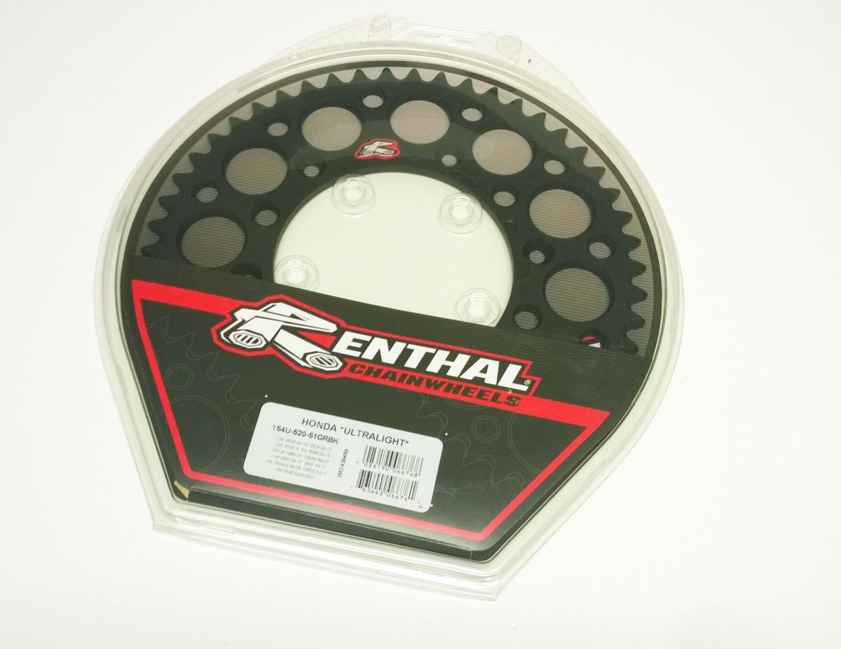 REAR SPROCKET ALLOY RENTHAL, ULTRALITE 154U-520-51GRBK thumbnail 2