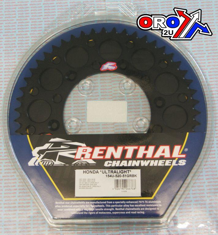 REAR SPROCKET ALLOY RENTHAL, ULTRALITE 154U-520-51GRBK thumbnail 3