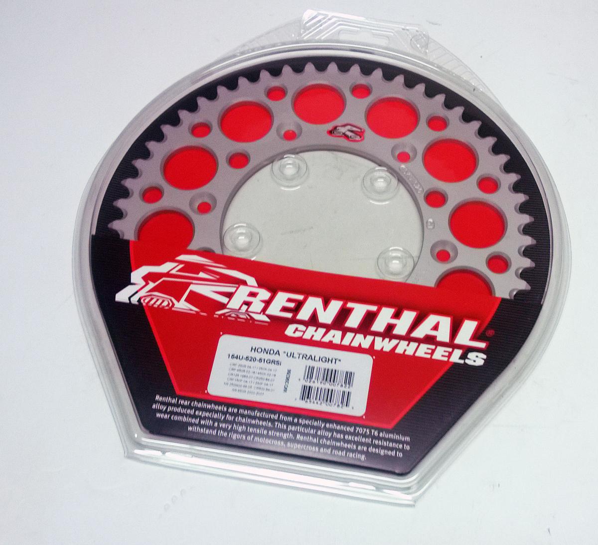 REAR SPROCKET ALLOY RENTHAL, ULTRALITE 154U-520-51GRSI SILVER, 154U-520-51GRSI thumbnail 3