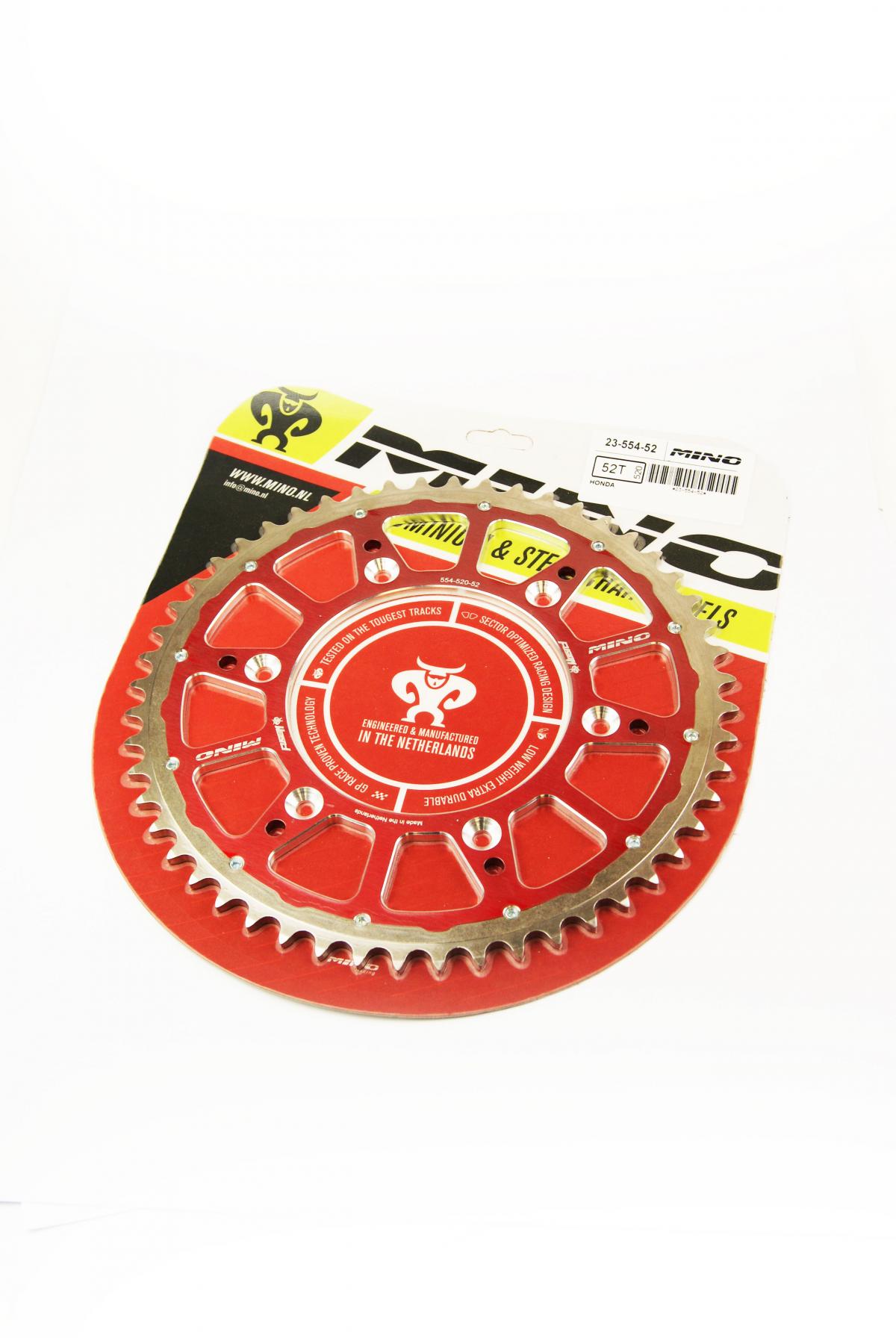 MINO REAR SPROCKET FUSION 2-RING, 23-554-52 RED STEEL/ALLOY thumbnail 2