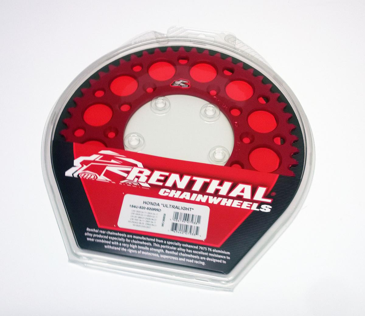 REAR SPROCKET ALLOY RENTHAL, ULTRALITE 154U-520-52GRRD RED thumbnail 2