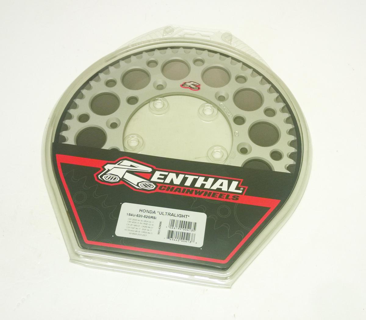 REAR SPROCKET ALLOY RENTHAL, ULTRALITE 154U-520-52GRSI SILVER, 154U-520-52GRSI thumbnail 2