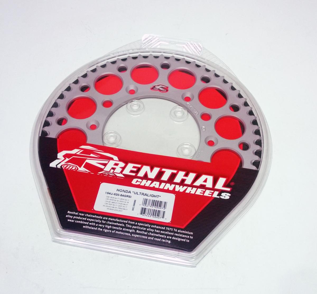 REAR SPROCKET ALLOY RENTHAL, ULTRALITE 154U-520-54GRSI SILVER thumbnail 2