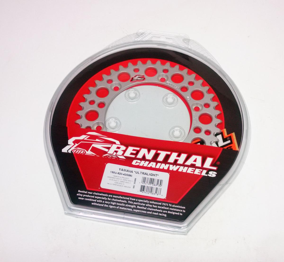 REAR SPROCKET ALLOY RENTHAL, ULTRALITE 150U-520-42GBSI SILVER thumbnail 2
