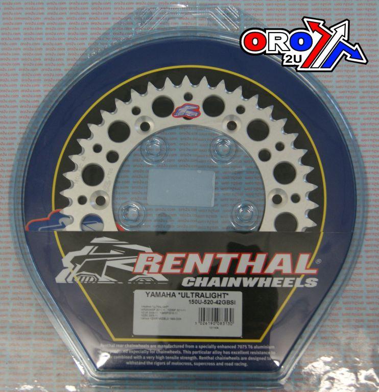 REAR SPROCKET ALLOY RENTHAL, ULTRALITE 150U-520-42GBSI SILVER thumbnail 3