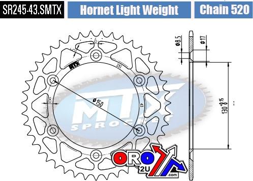 REAR SPROCKET STEEL HARD LIGHT SR251-43 JTR251.43 thumbnail 3