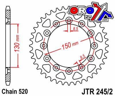 REAR SPROCKET STEEL JTR245/251, DOUBLE DRILLED JTR245/2.45, JTR245/2.45 thumbnail 2