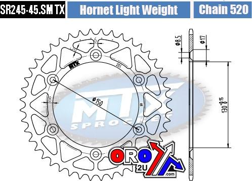 REAR SPROCKET STEEL HARD LIGHT 11H-428-45 SR245-45 thumbnail 3