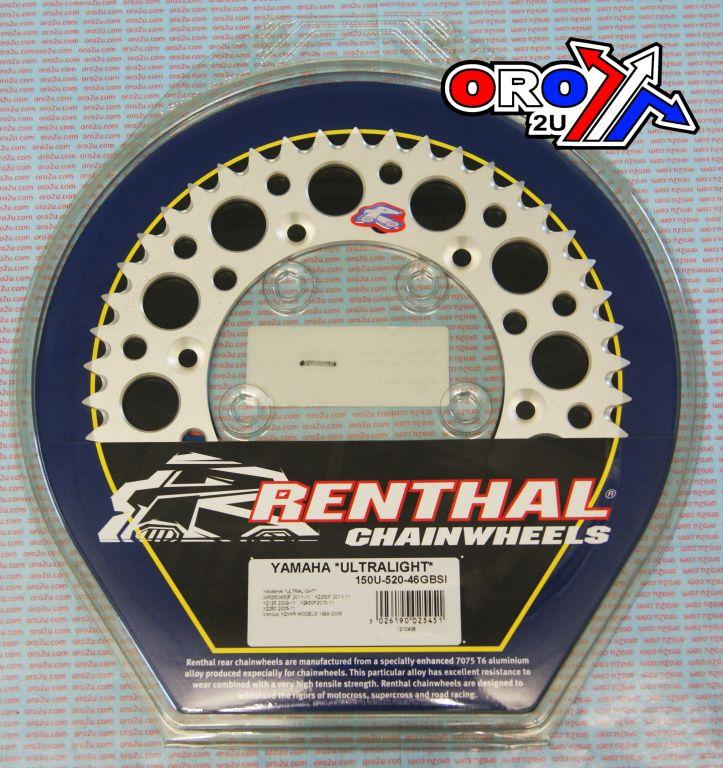 REAR SPROCKET ALLOY RENTHAL, ULTRALITE 150U-520-46GBSI SILVER thumbnail 4