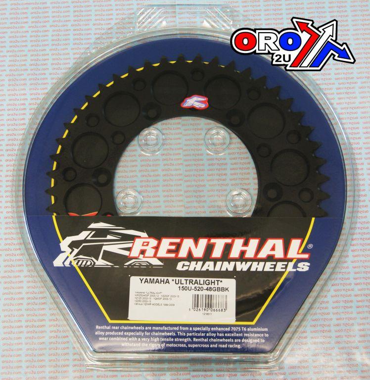 REAR SPROCKET ALLOY RENTHAL, ULTRALITE 150U-520-48GBBK BLACK thumbnail 3