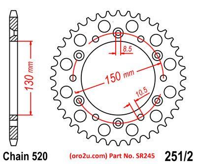 REAR SPROCKET ALLOY BRONZE 251 thumbnail 2
